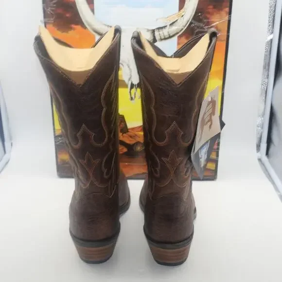 NEW ABILENE Men's 6404 12 Western Boot Antiqued Brown Bison Size 11.5 EE Wide
